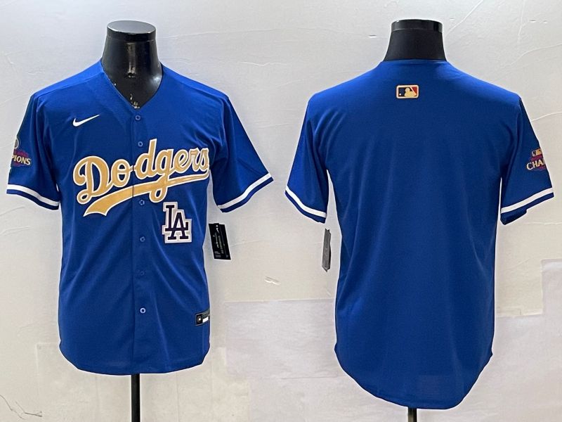Men Los Angeles Dodgers Blank Blue Champion gold character 2025 Nike MLB Jersey style 6